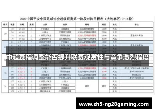 中超赛程调整能否提升联赛观赏性与竞争激烈程度